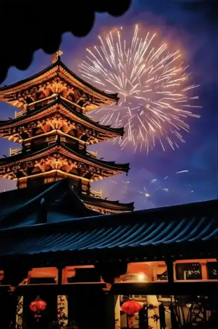 壮大な福建パゴダの花火大会