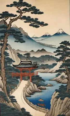 일본의 고요한 해안 사원