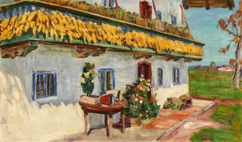 Яркий крестьянский дом Арнольда Бальве с кукурузой