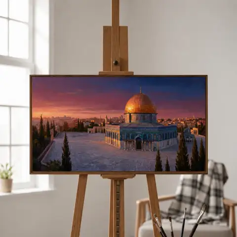 قبة الصخرة في جبل الهيكل عند الغسق