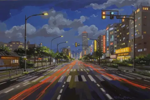 渋谷交差点のちらつく光：東京の夜