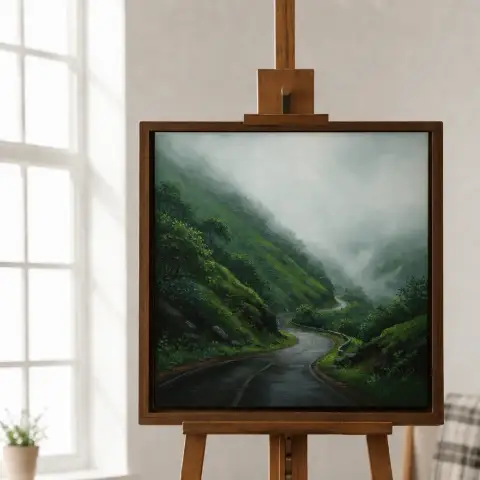 복도에 걸린 안개 자욱한 몬순 계곡 액자 그림